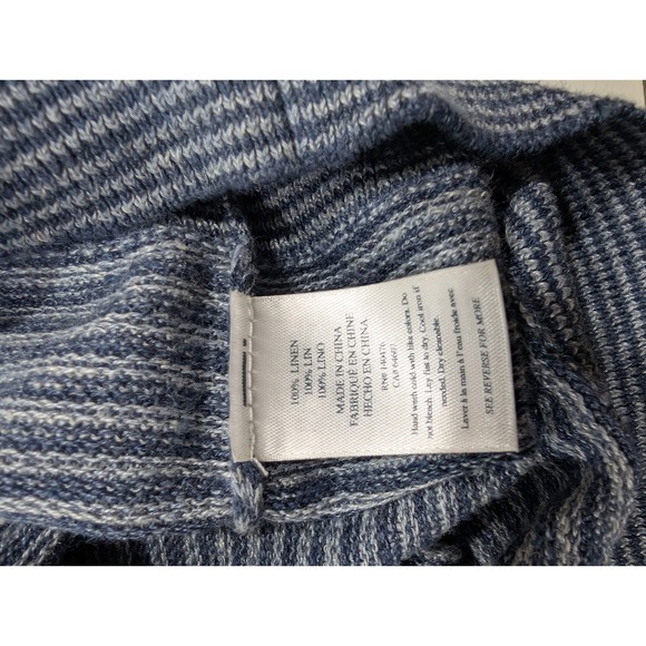 Faherty Reserve Mens SS Linen Sweater Polo Cayman Navy Stripe MYS2513 M New - Picture 6 of 8